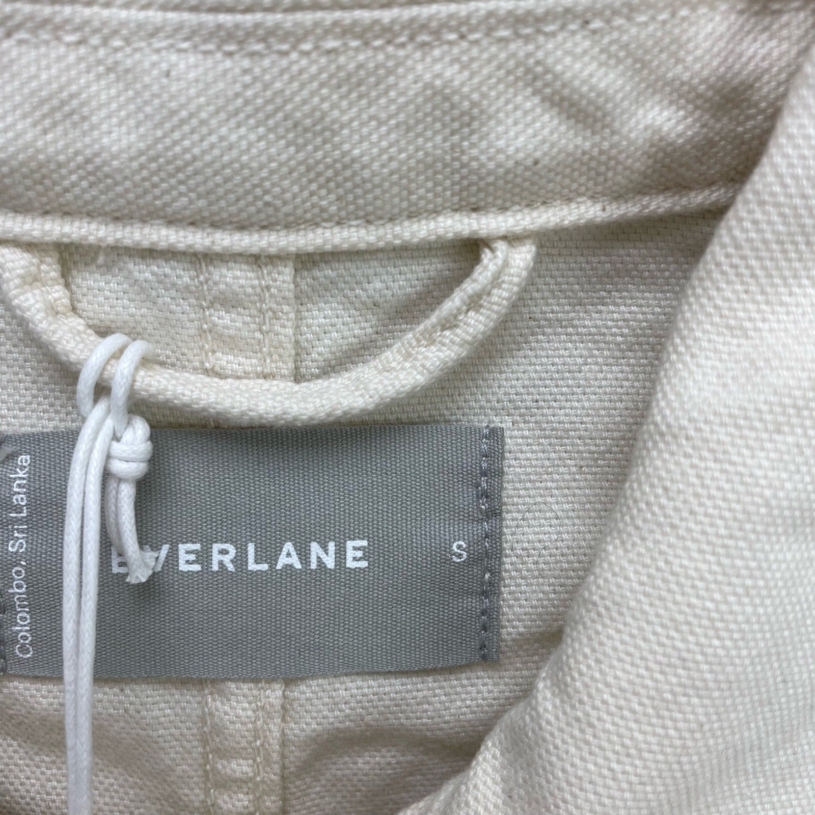 Everlane Womens Cinchable Chore Jacket Small Cream Bone Cotton Canvas Button NWT