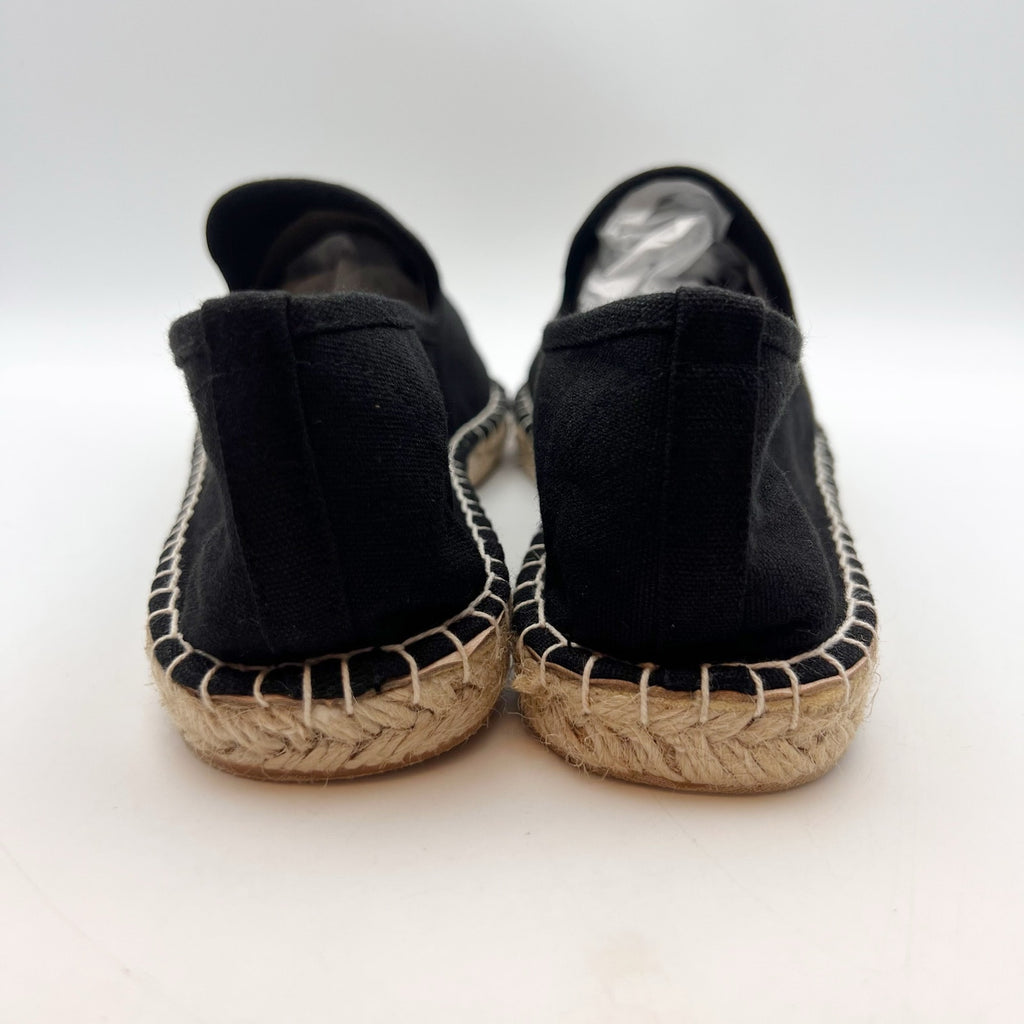 Coldwater Creek Womens Espadrille Flats 8.5 Wide Black Canvas Sunflower NIB