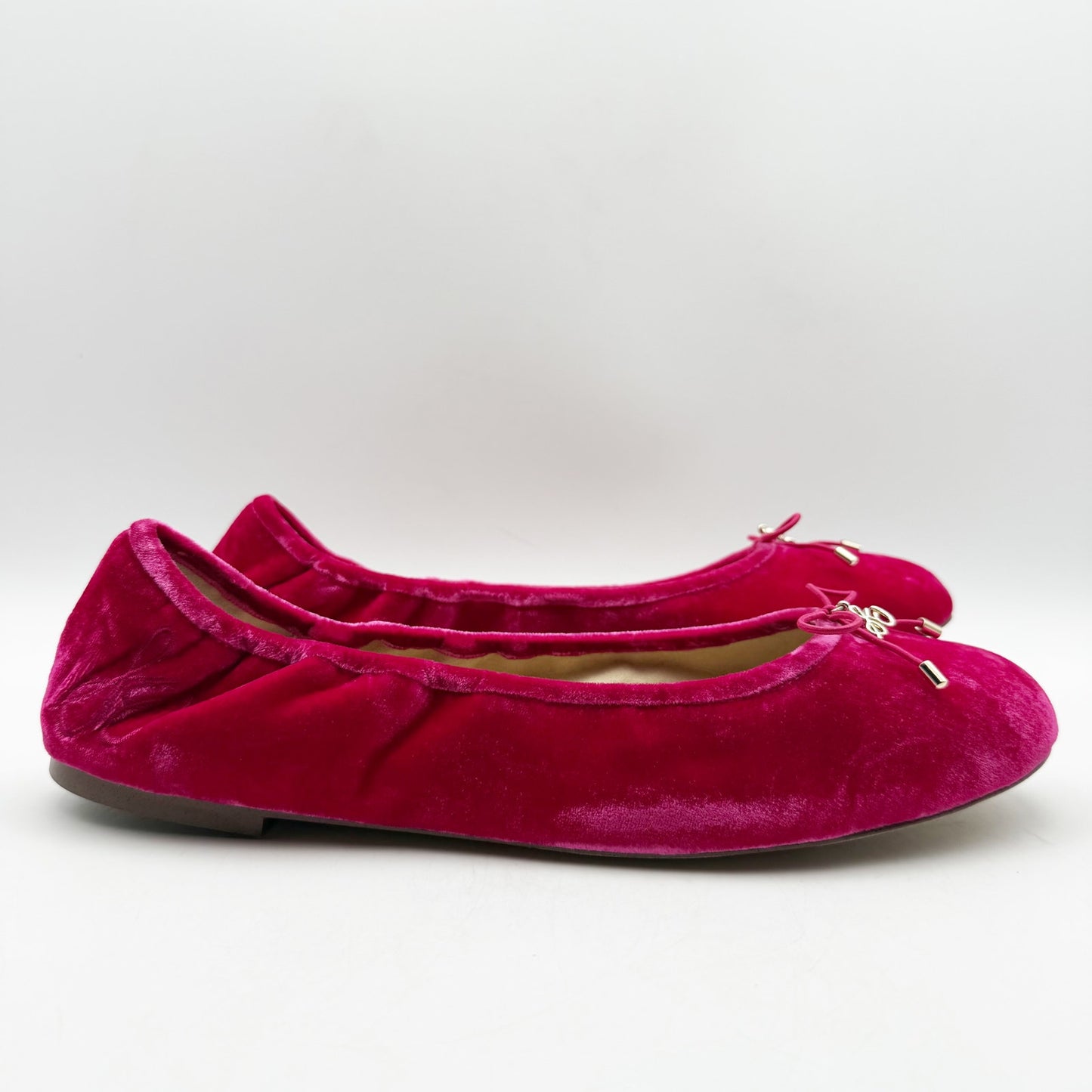 SAM EDELMAN Womens Felicia Ballet Flats US 11 EU 42 Pink Velvet Round Toe NIB