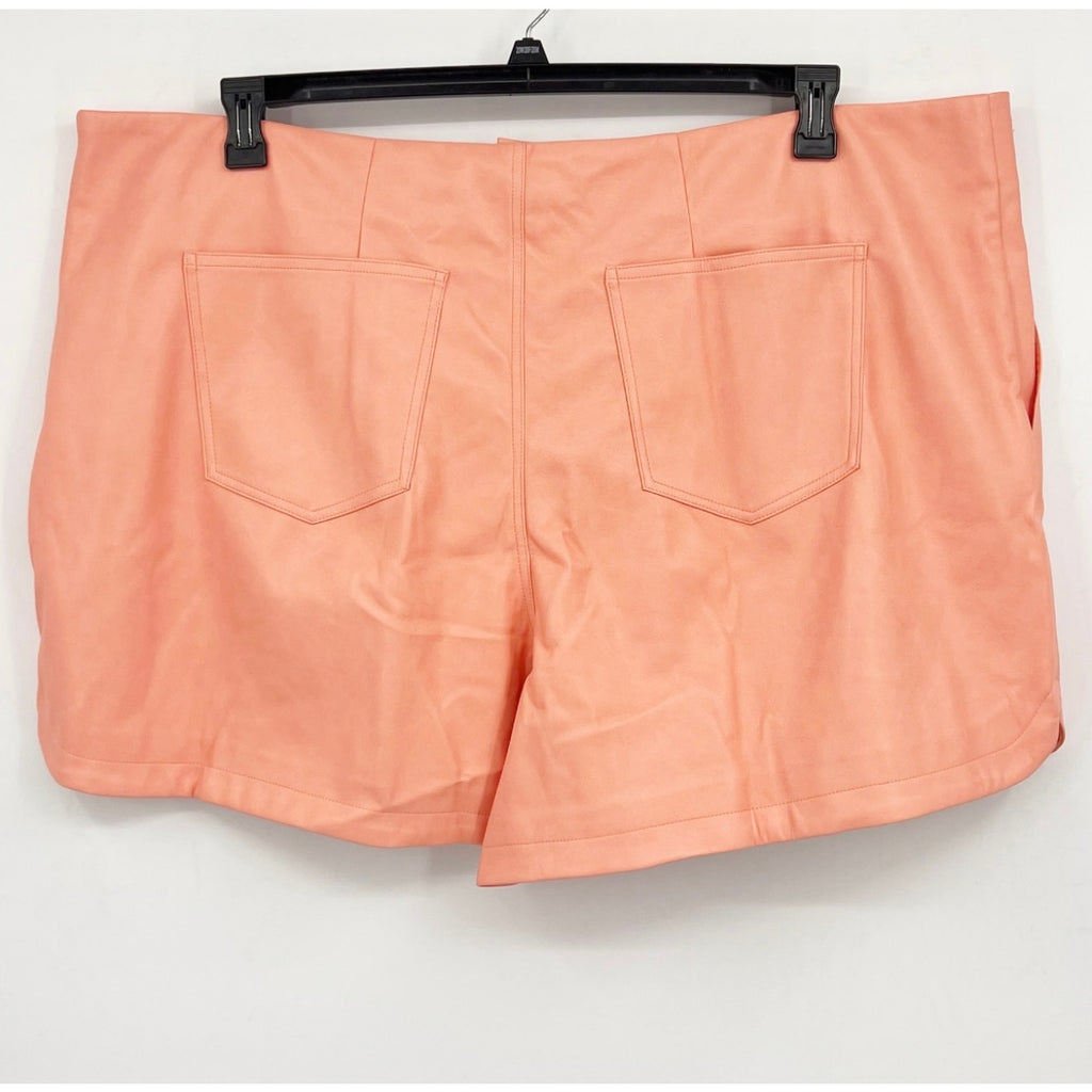 AVEC LES FILLES Women's Pleated Faux Leather Shorts 3X Peach Lined NWT