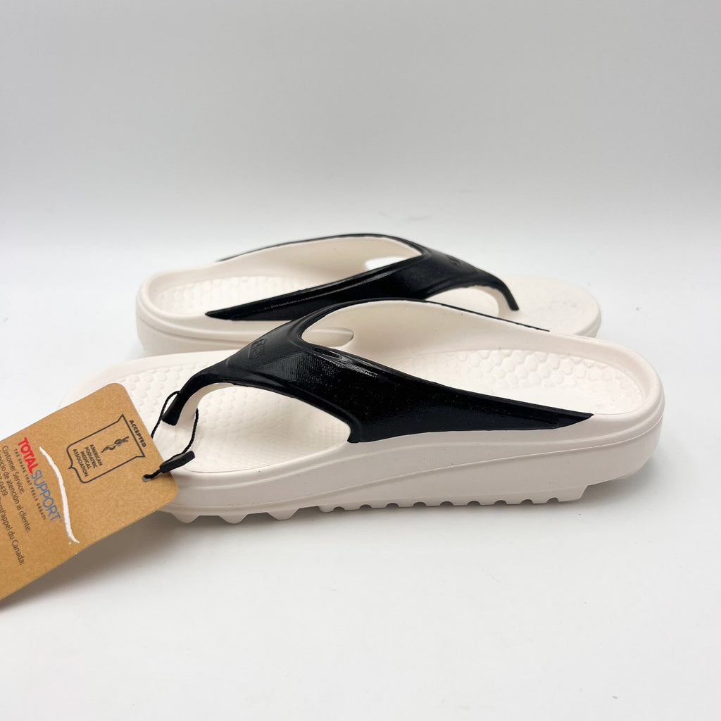 Spenco Women Fusion 2 Pearl Sandals Size 9 White Black Slide Flip Flop NWOB