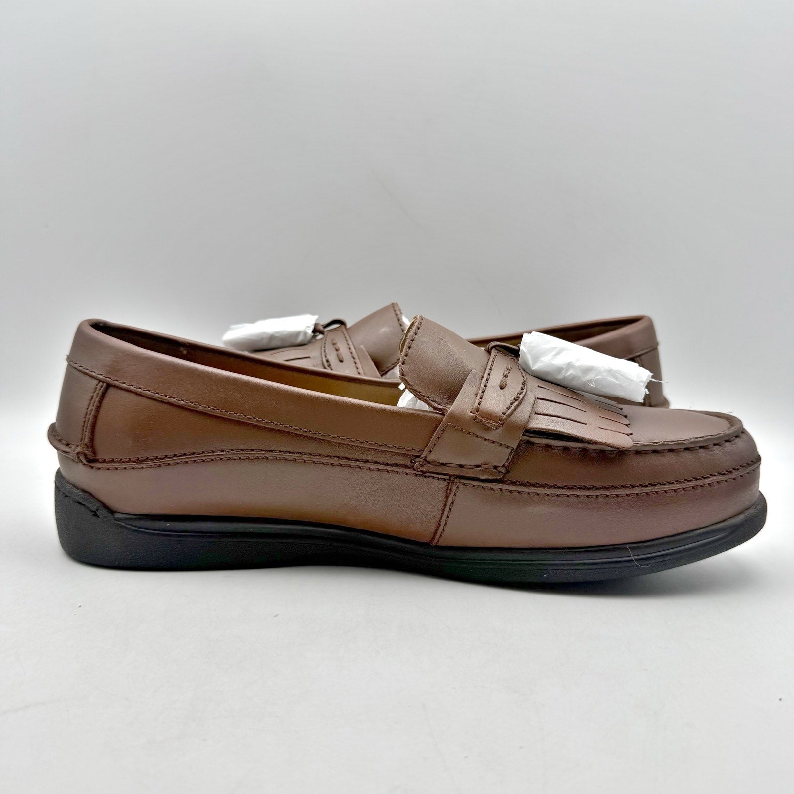 Dockers Mens Sinclair Moc Toe Loafers US 10 Wide EU 43 Brown Leather Tassel NIB