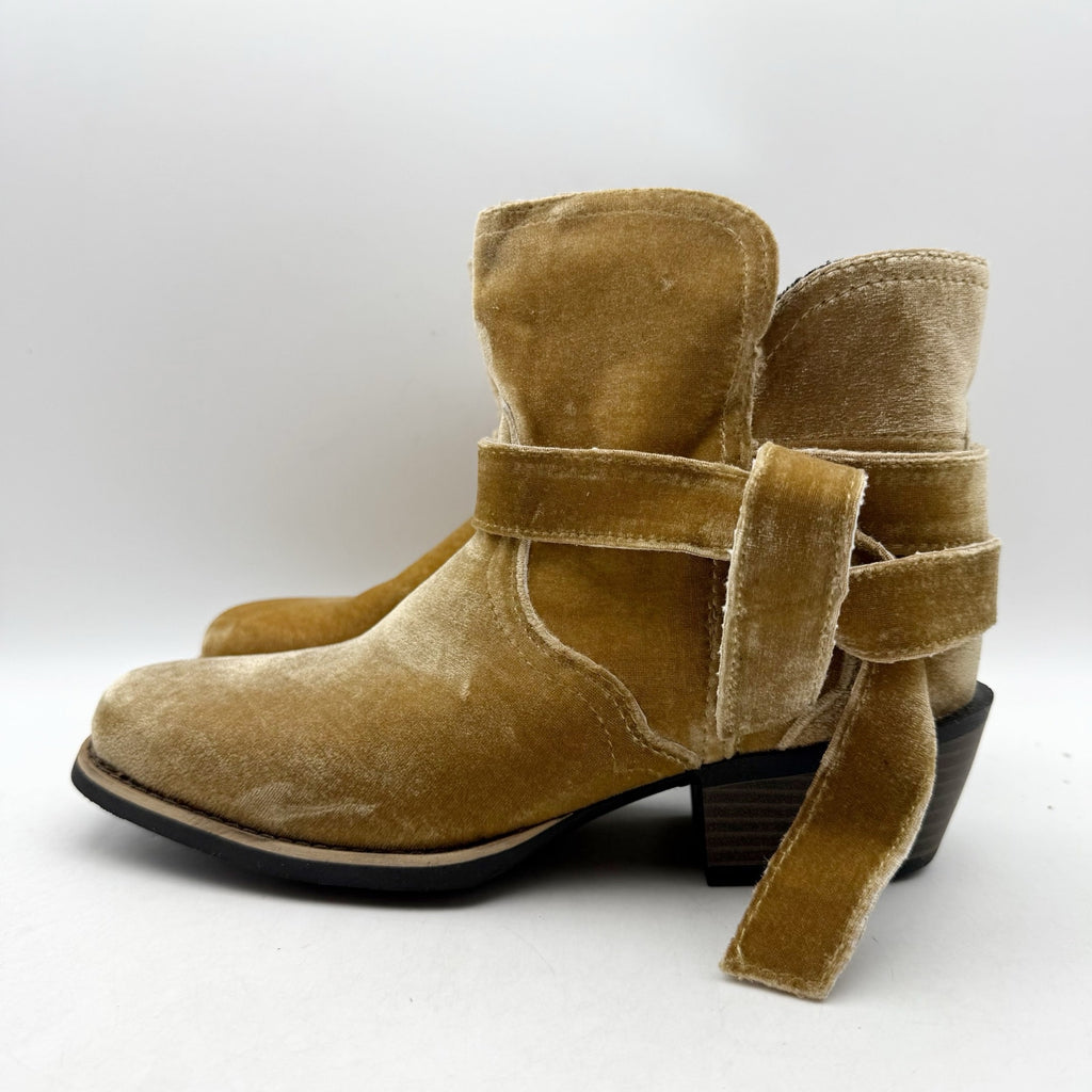Justin Boots Womens Elana Ankle Bootie Size 7 B Brown Velvet NWOB