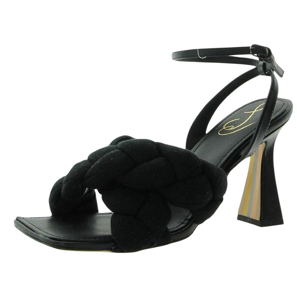 Sam Edelman Womens Courtney Heeled Sandals Size 8.5 Black Linen Braided NWOB