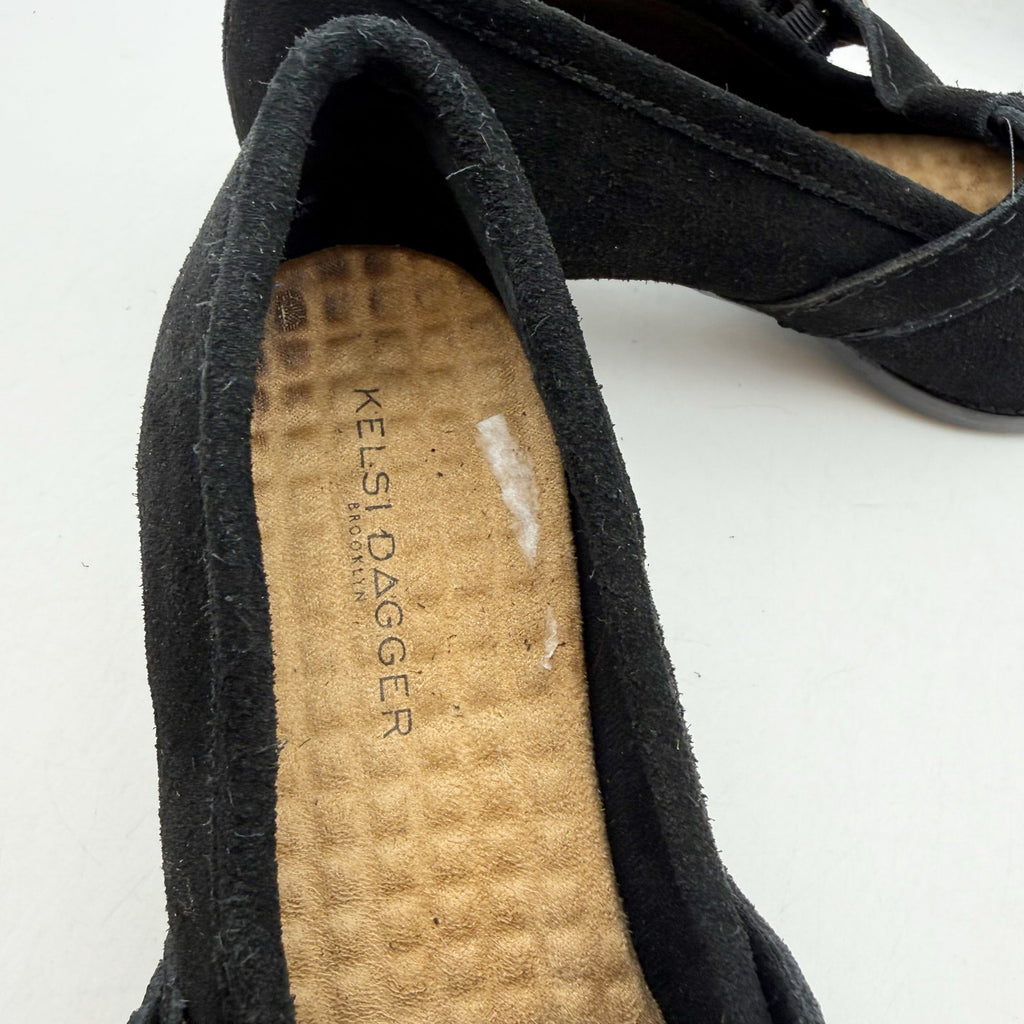 Kelsi Dagger Womens Caleb Mary Jane Heels Size 9 EU 39.5 Black Cow Suede NWOB