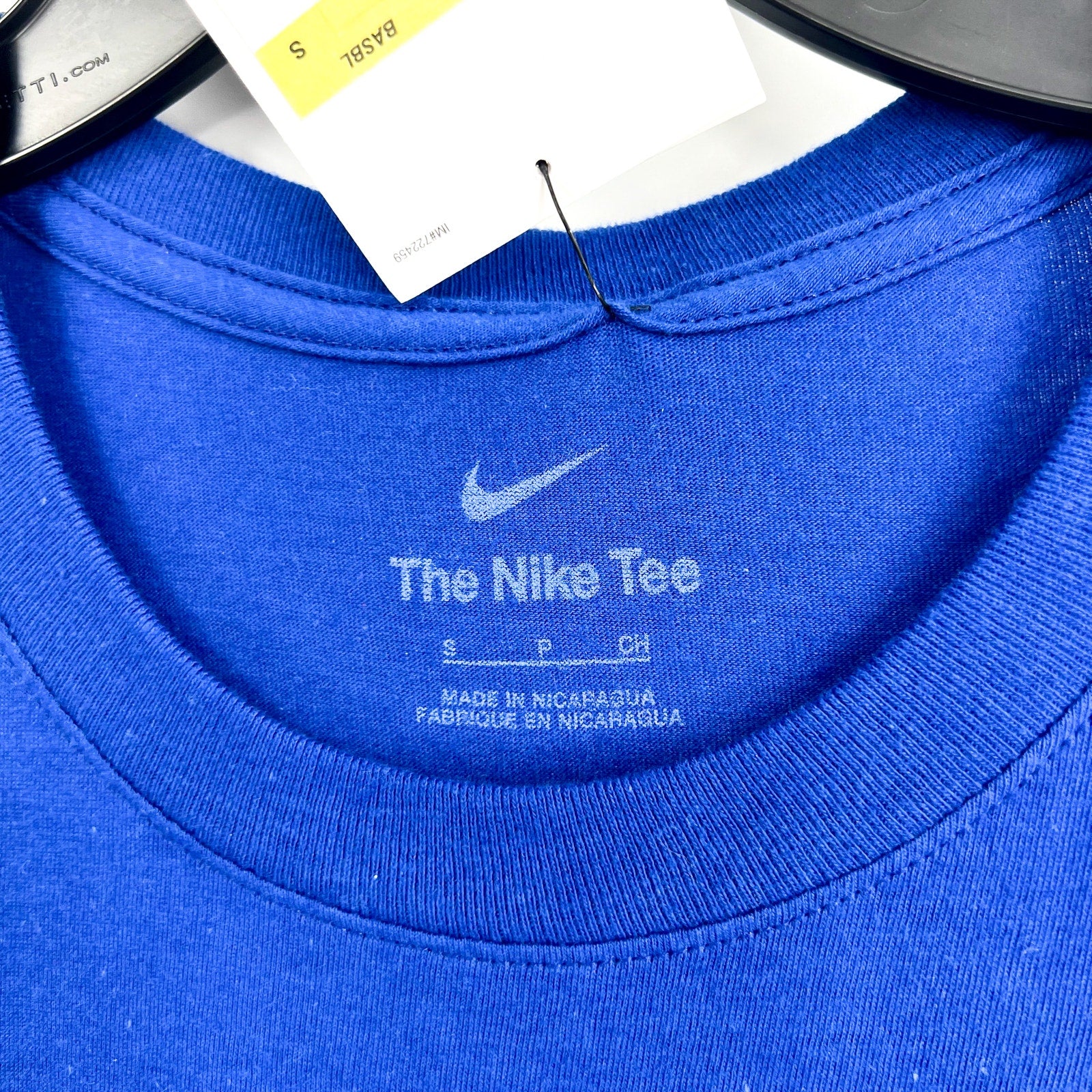 NIKE Mens Texas Rangers Logo Short Sleeve T-Shirt US Small Blue Crewneck NWT