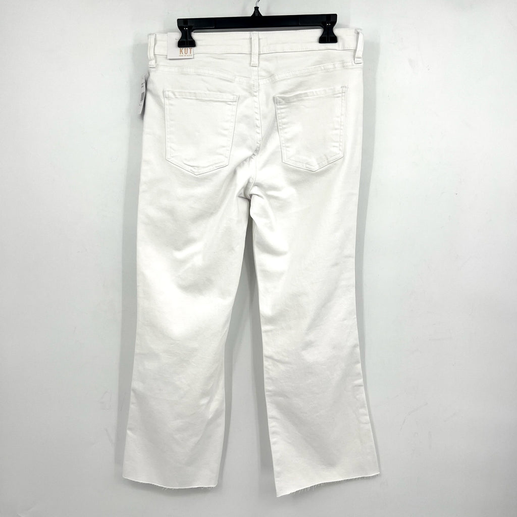 KUT FROM THE KLOTH Kelsey Ankle Flare Jean Size 10 Optic White Raw Hem NWT