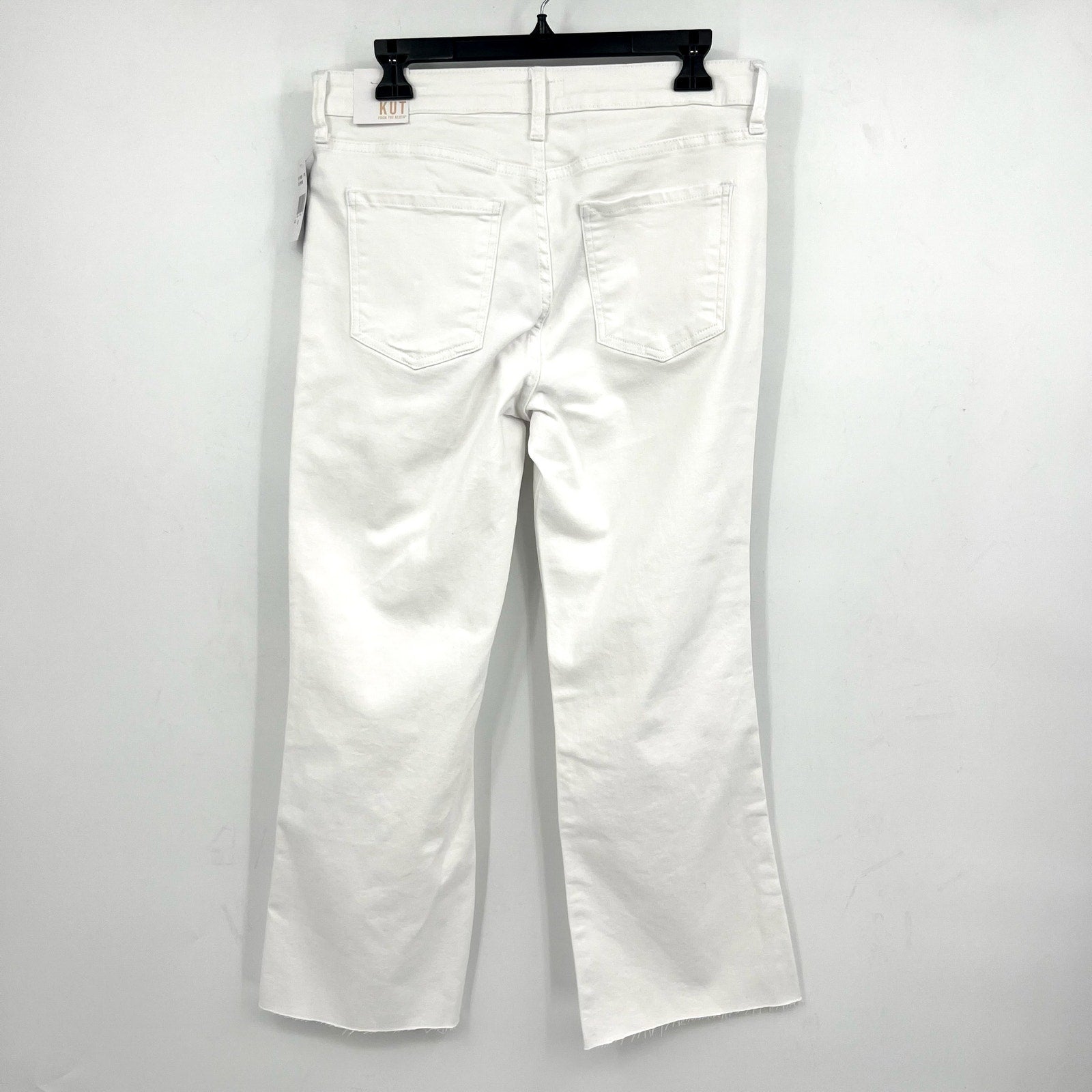KUT FROM THE KLOTH Kelsey Ankle Flare Jean Size 10 Optic White Raw Hem NWT