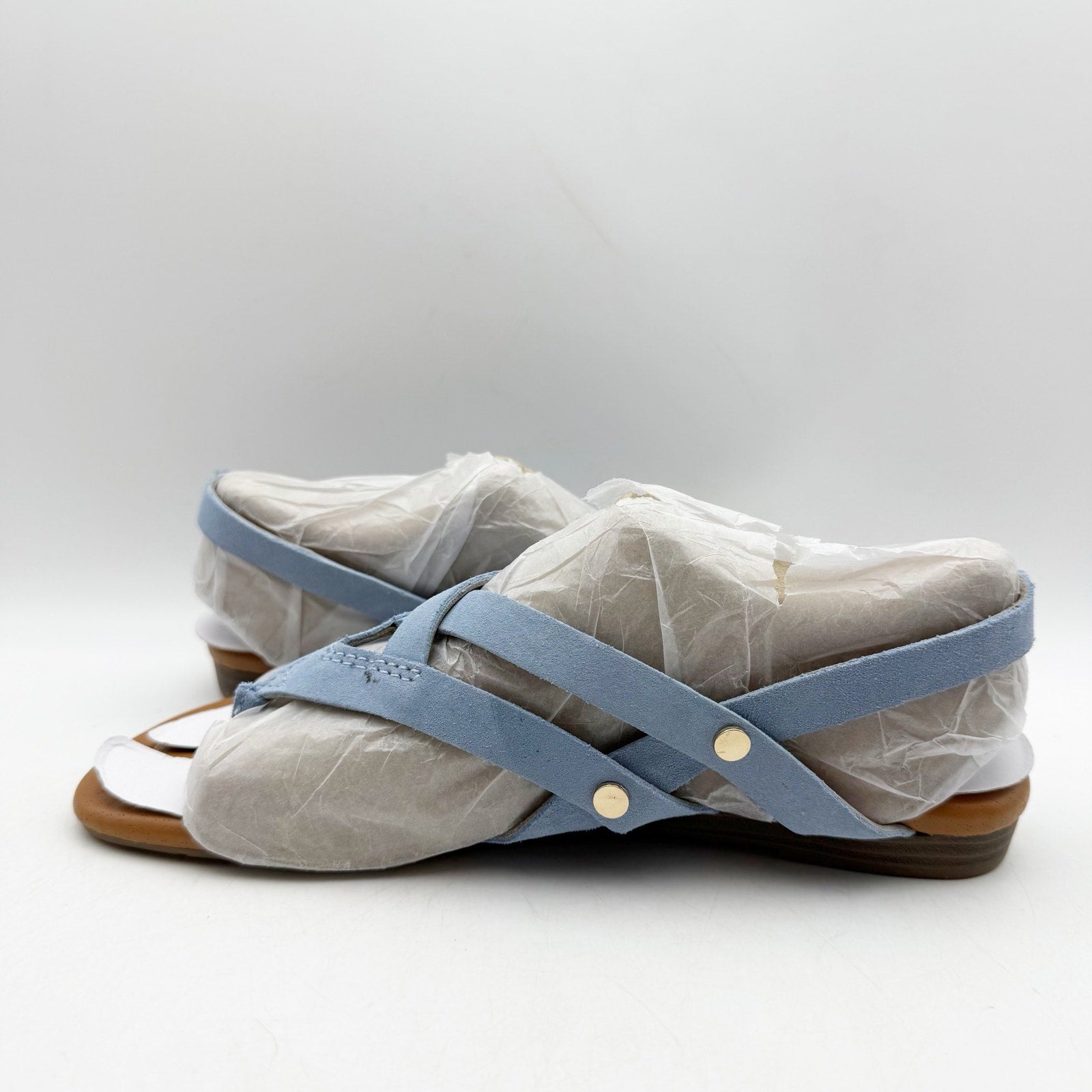 Franco Sarto Womens Gretchen Thong Sandals US 6.5 M Blue Suede Flats NWOB