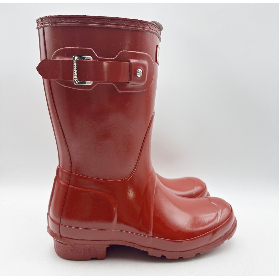 Hunter Womens Original Short Gloss Boots US Size 6 EU 37 Military Red NIB