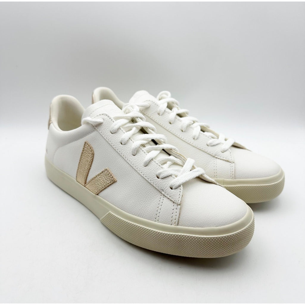VEJA Campo Sneakers EU 42.5 Womens 11.5 Mens 9.5 White Gold Leather NIB