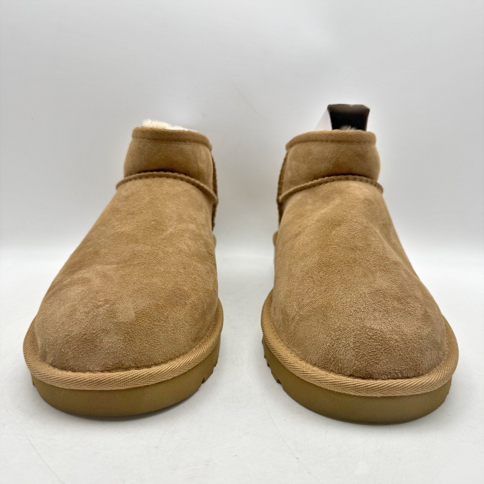 UGG Mens Classic Ultra Mini Boots US 9 EU 42 Tan Chestnut Suede Fur Lining NIB