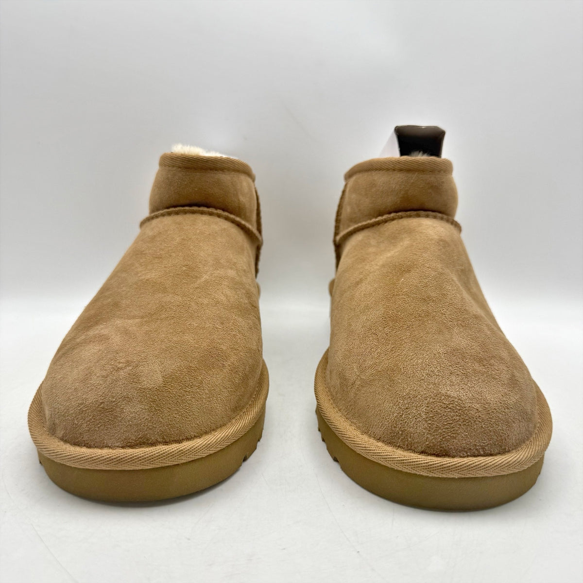 UGG Mens Classic Ultra Mini Boots Size 9 EU 42 Tan Chestnut Suede Fur Lining NIB