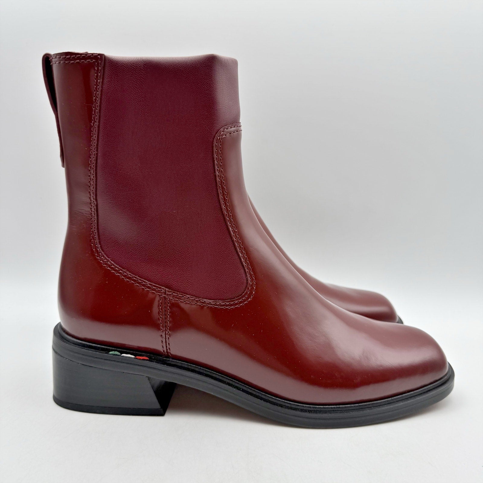 Franco Sarto Womens Gracelyn Ankle Boots US 5.5 Red Leather Booties NIB