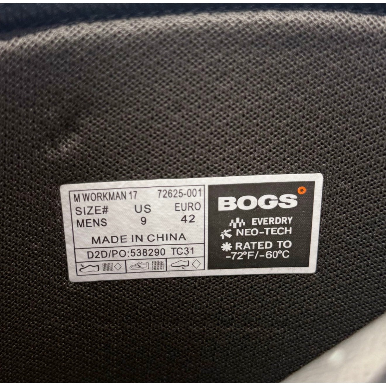 Bogs Men's Workman 17 Boots Size 9 EU 42 Black Comp Toe Insulated Waterproof NIB