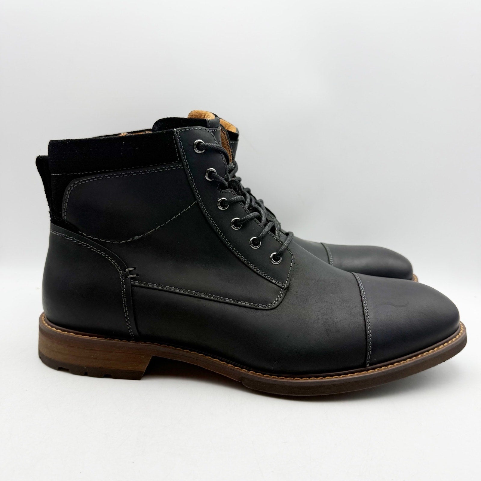 Florsheim Mens Chalet Ankle Boots US 11 Wide EU 44 Black Leather NIB