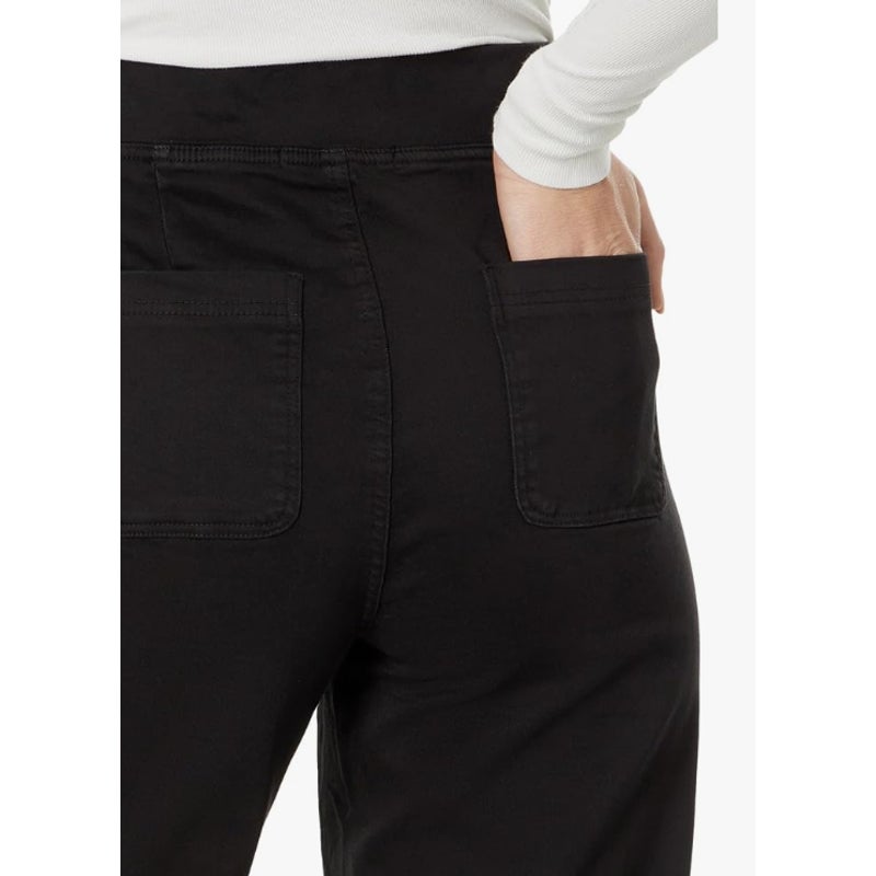 XCVI Women's Atlas Flared Leg Pants Large Black Elastic Waist Frayed Hem NWT