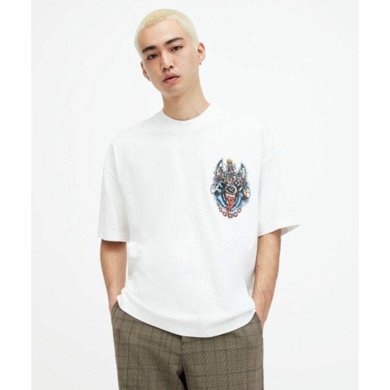 ALLSAINTS Men's Howlride Crew T-Shirt XL Optic White Short Sleeve Graphic NWT