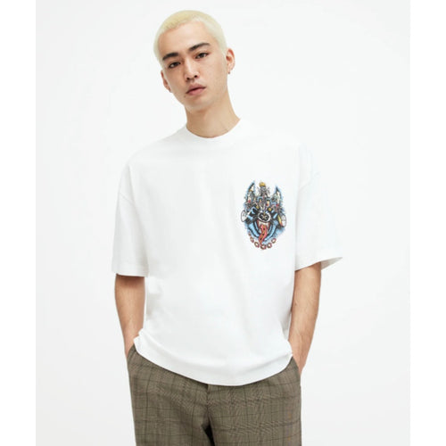 ALLSAINTS Men's Howlride Crew T-Shirt XL Optic White Short Sleeve Graphic NWT