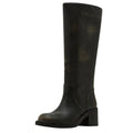 Madden Girl Womens Momento Knee High Boots US 8.5 Distressed Black NWOB