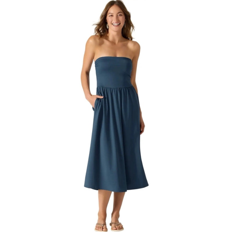 TOMMY BAHAMA Women's Bandeau Dress XS Blue Midnight Sea Strapless NWT