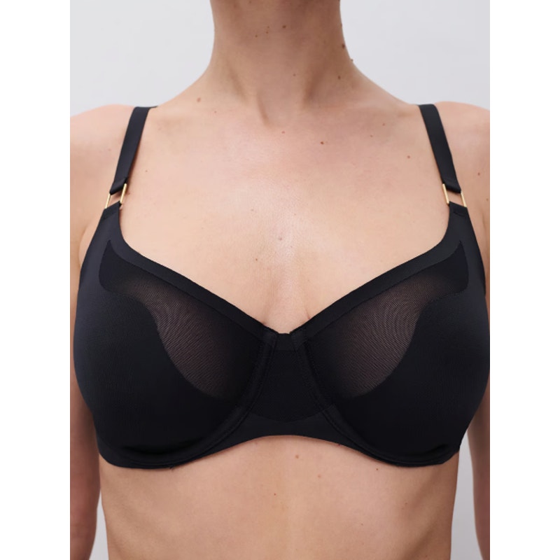 CHANTELLE Women's Pure Light Underwire Unlined Bra Size 32DDD Black Seamless NWT
