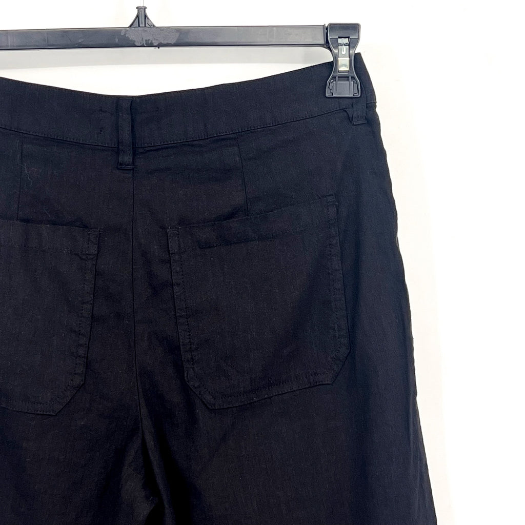 KUT FROM THE KLOTH Topaz Crop Wide Leg Pants Size 4 Petite Black Linen NWOT