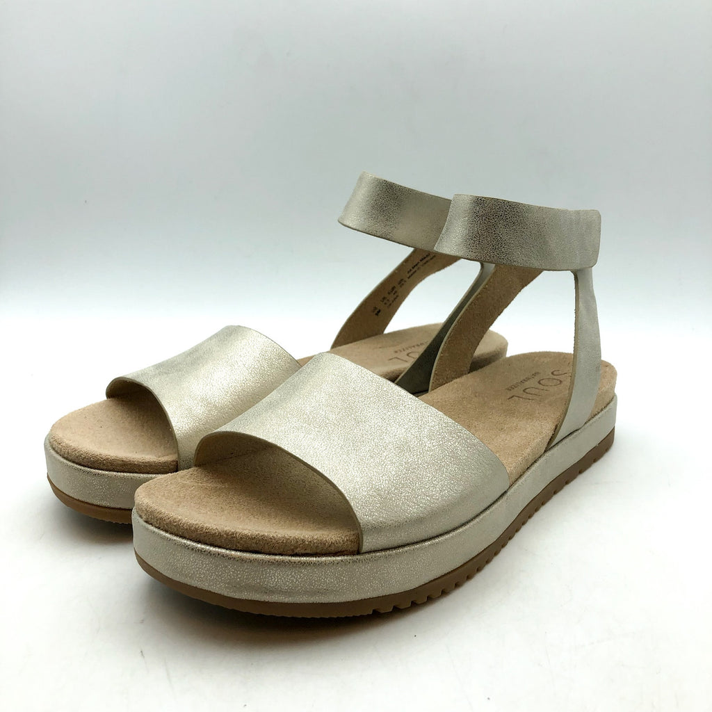 Soul Naturalizer Womens Deara Platform Flat Sandals 9.5 WIDE Gold Leather NIB