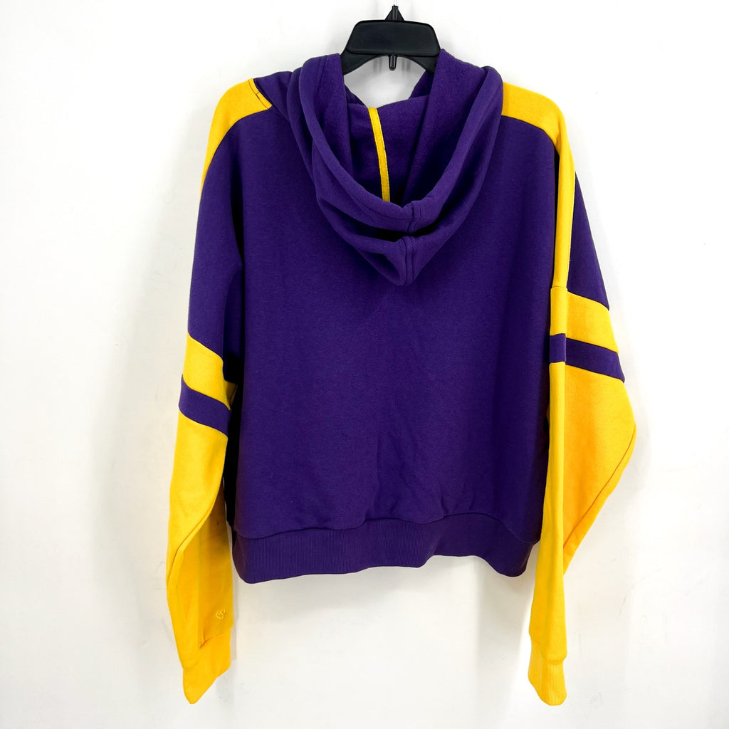 COLOSSEUM Womens LSU Tigers Stripe Logo Cropped Hoodie XL Purple Sweatshirt NWOT
