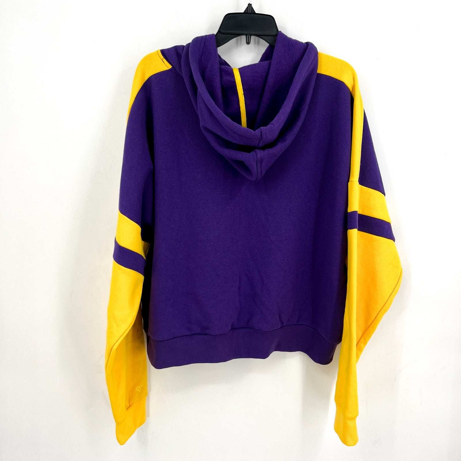 COLOSSEUM Womens LSU Tigers Stripe Logo Cropped Hoodie XL Purple Sweatshirt NWOT