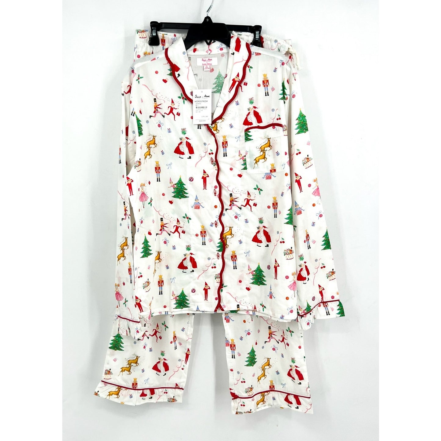 SANT AND ABEL X KATHY HILTON Christmas Magic Cotton Pajamas Set XL White NWT