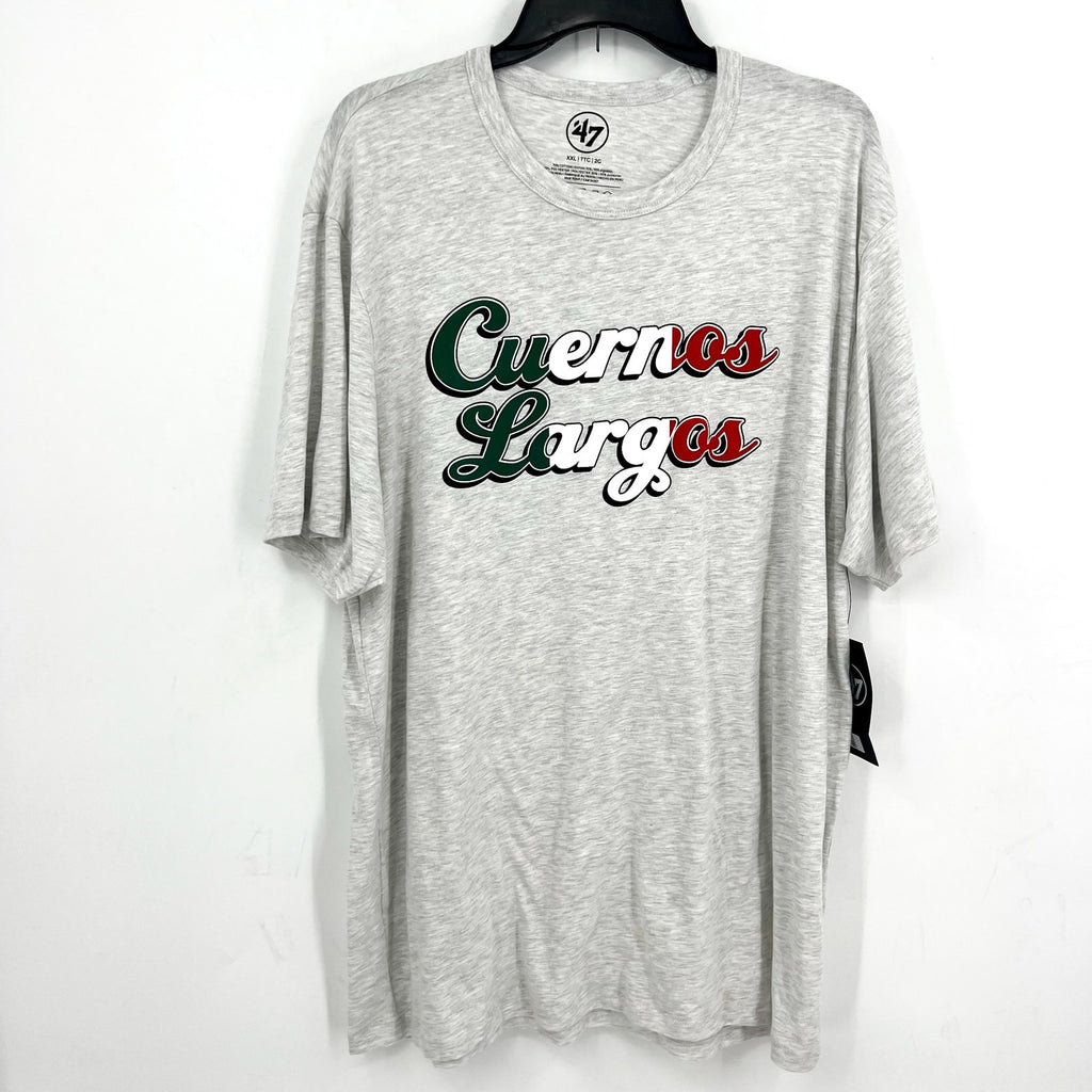 47 BRAND Mens Cuernos Lagros Texas Longhorn Tshirt Large Grey Short Sleeve NWT