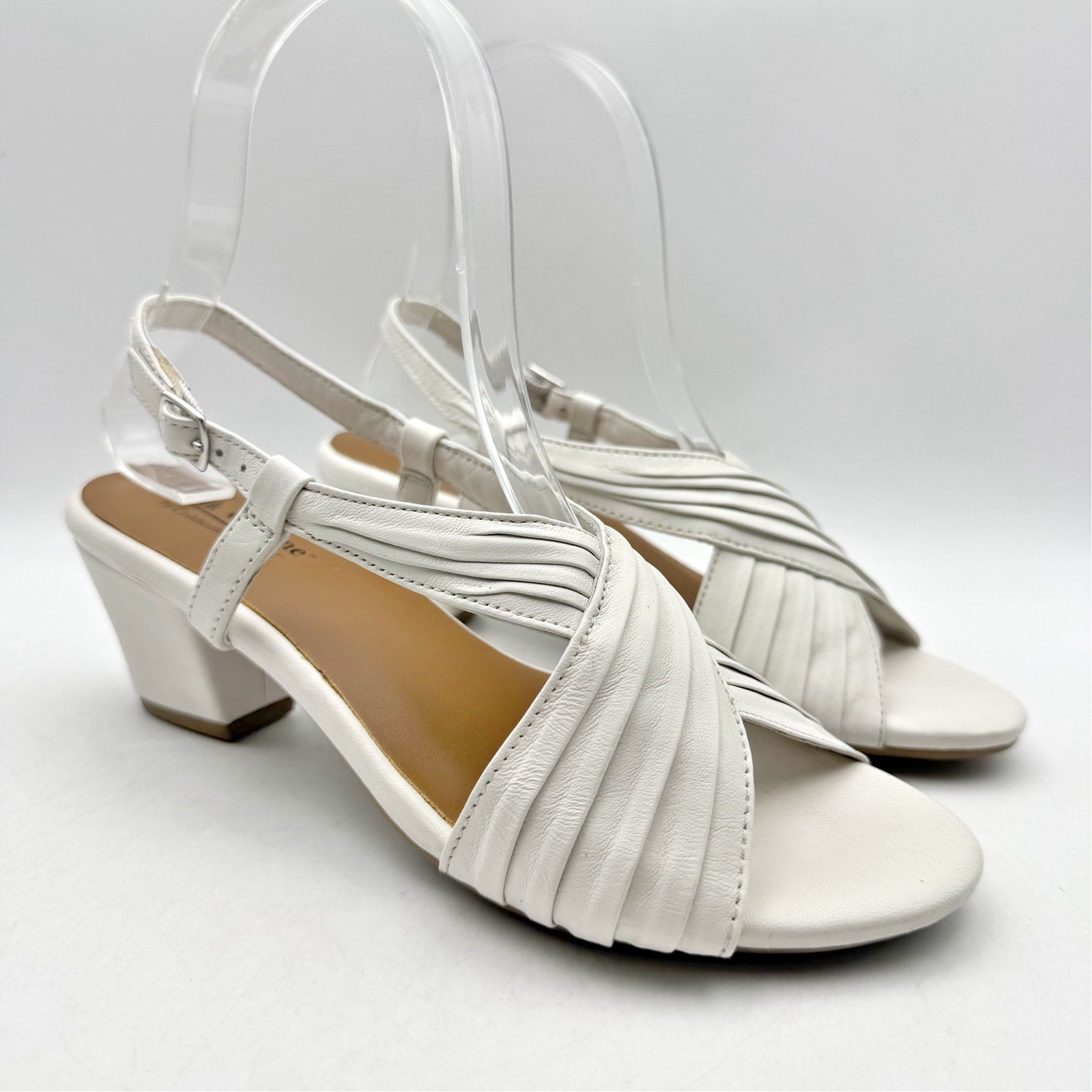 Coldwater Creek Womens Clarissa Slingback Sandals Size 6 White Leather NIB