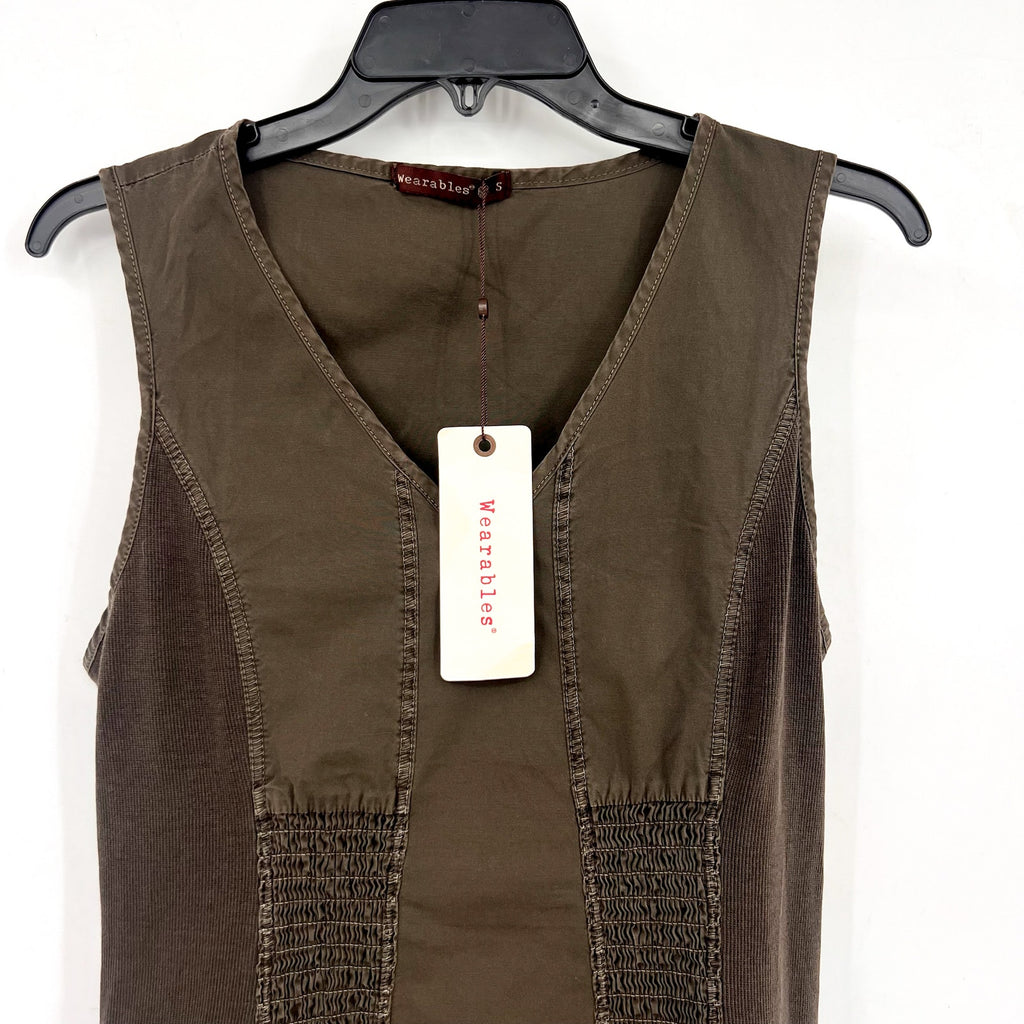 XCVI WEARABLES Gibbon Tank Dress Small Olive Green Sleeveless V Neck NWT