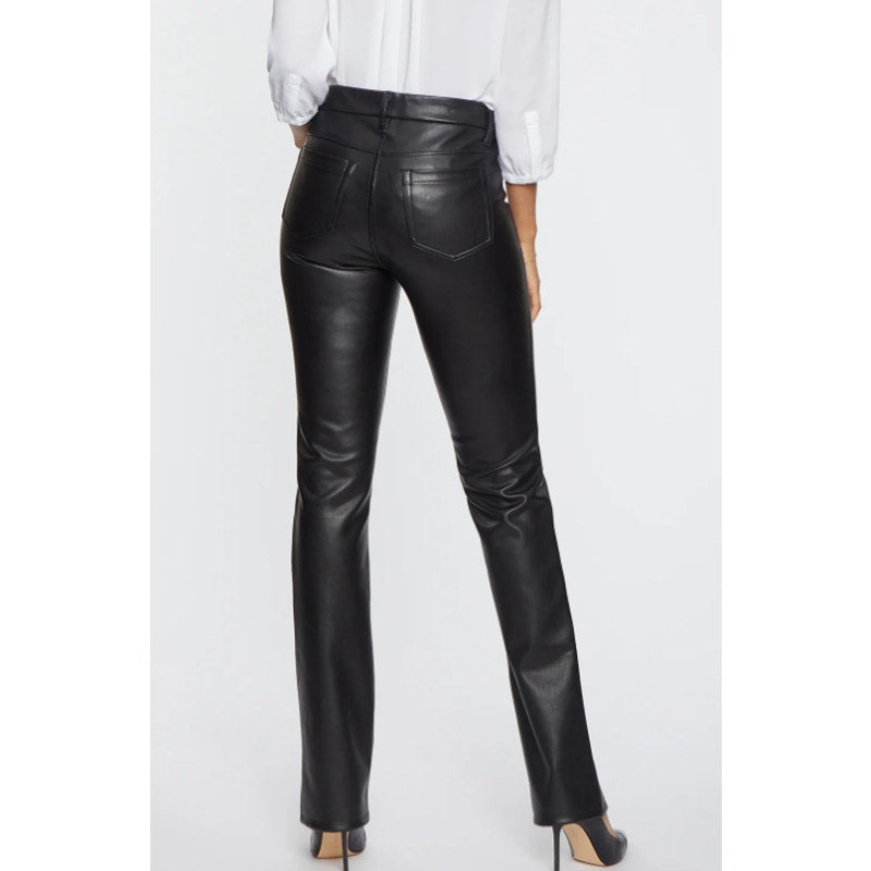 NYDJ SculptHer Marilyn Faux Leather Pants Size 2 Black Straight Leg NWT