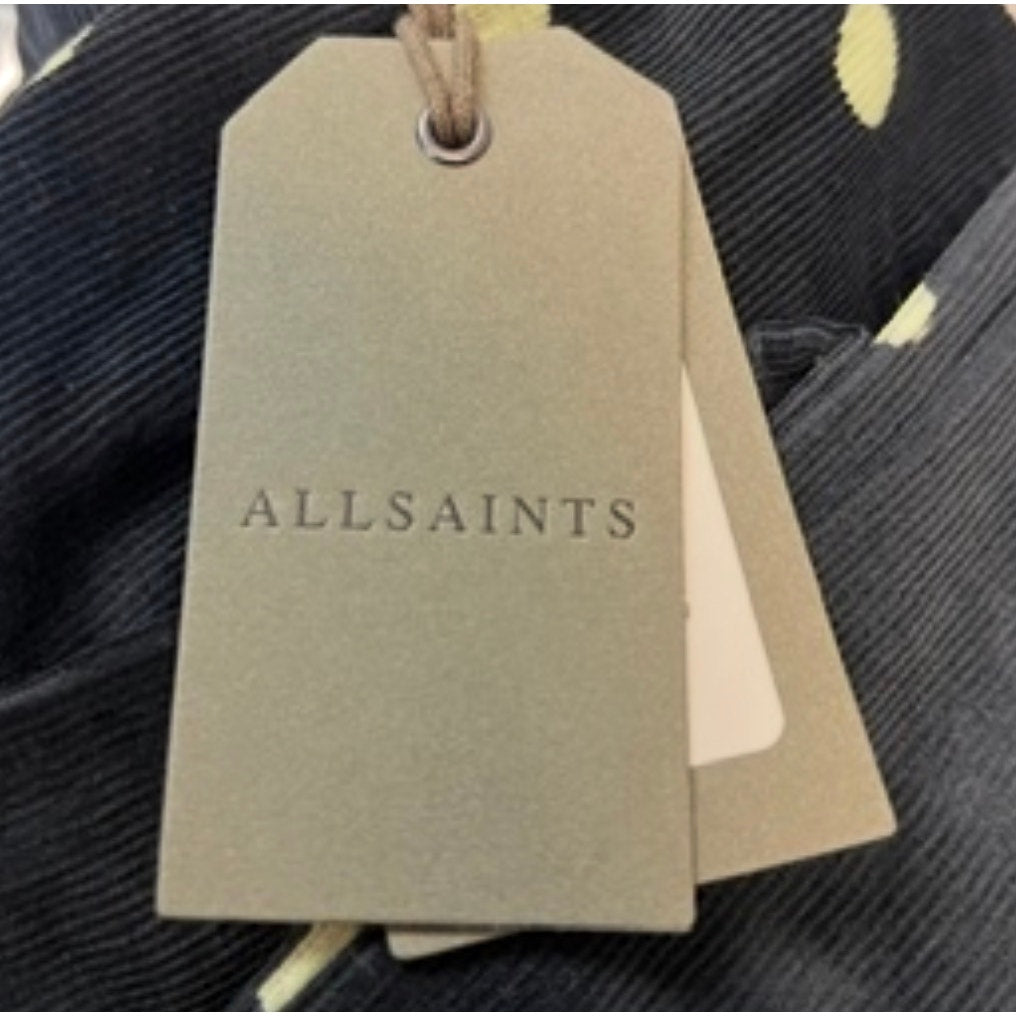 ALLSAINTS Men's Ocular Corduroy Shirt Small Black Long Sleeve Polka Dot NWT