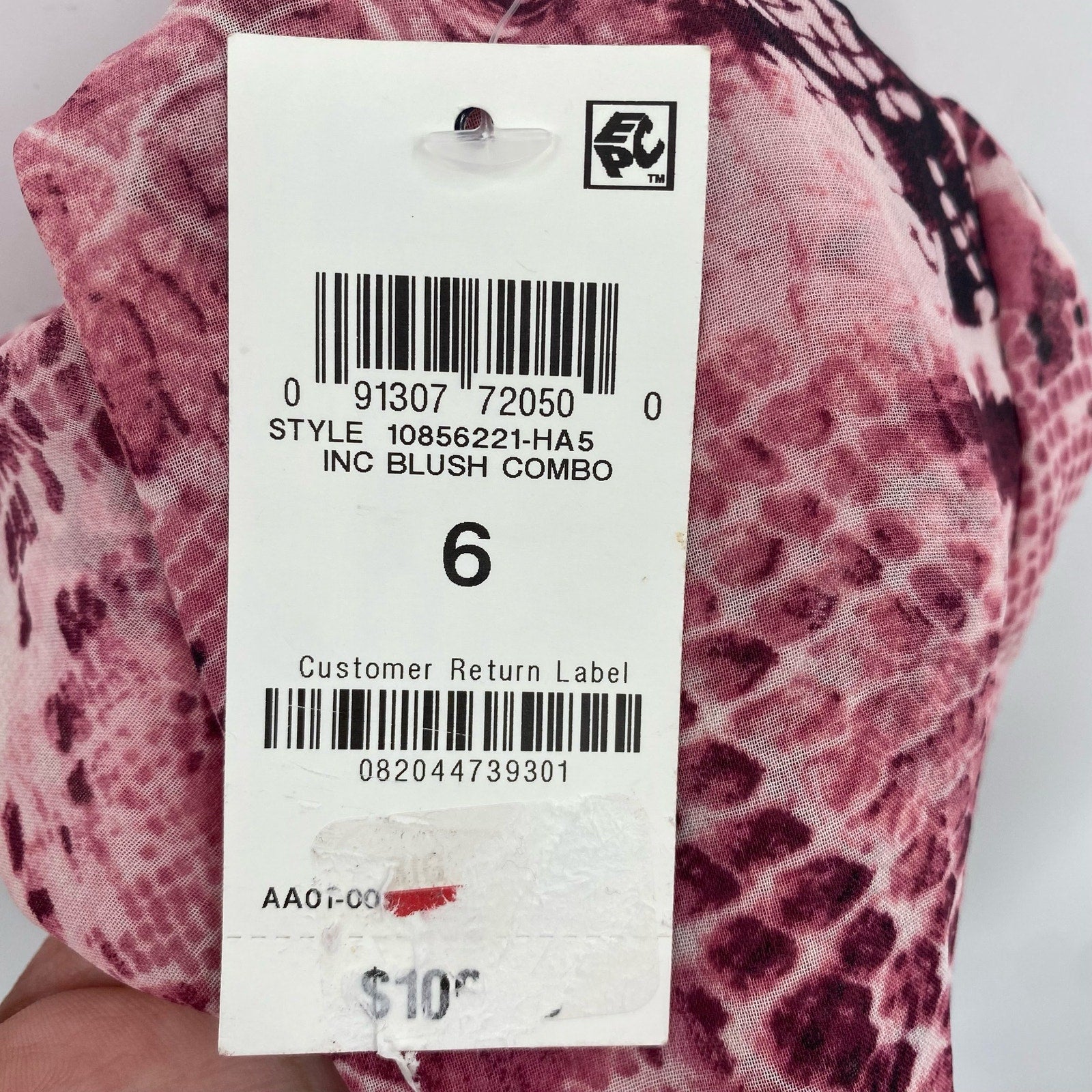 INC INTERNATIONAL CONCEPTS Maxi Dress Size 6 Pink Snake Print Long Sleeve NWT