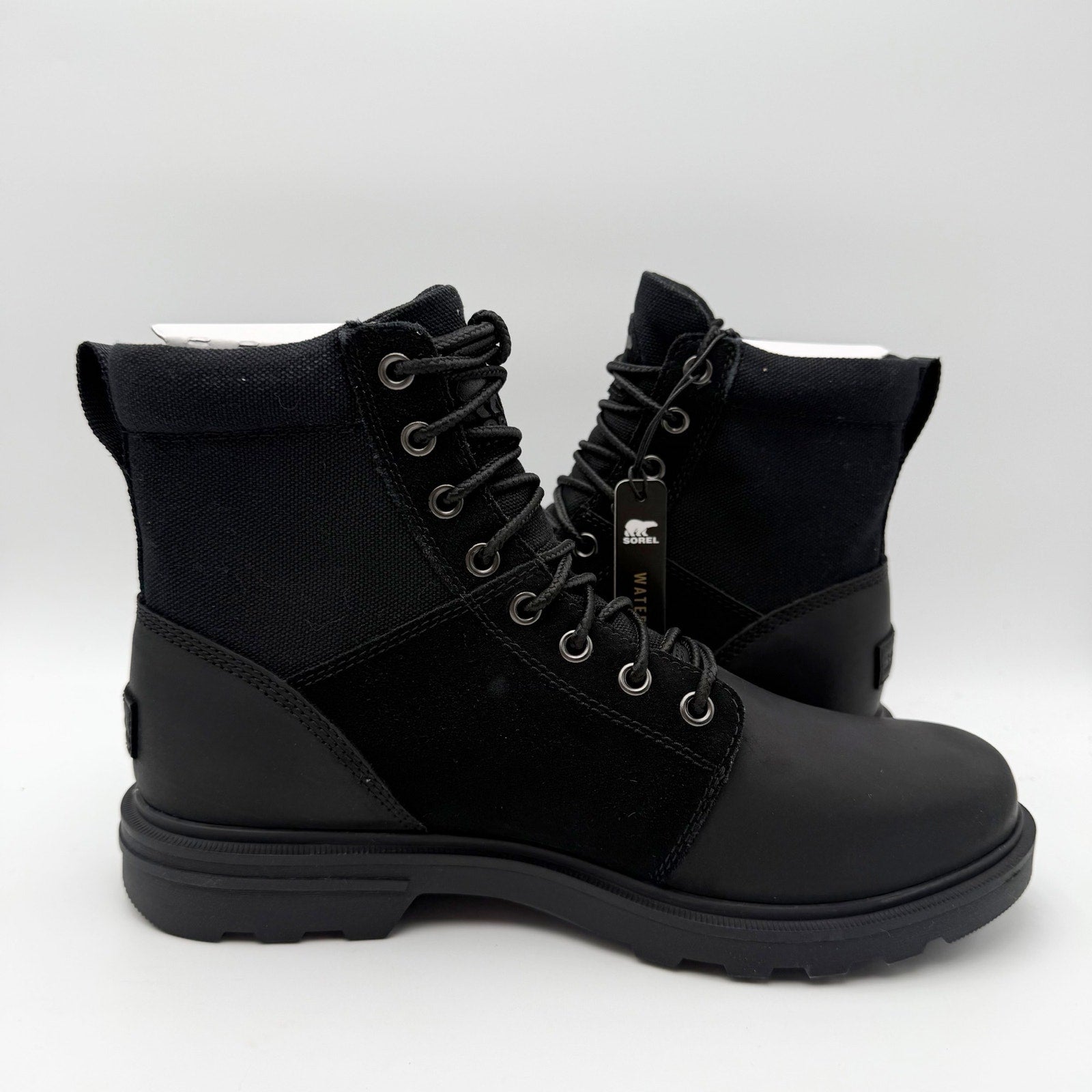 SOREL Mens Carson Six Ankle Boot US 8 EU 41 Black Leather Waterproof NIB