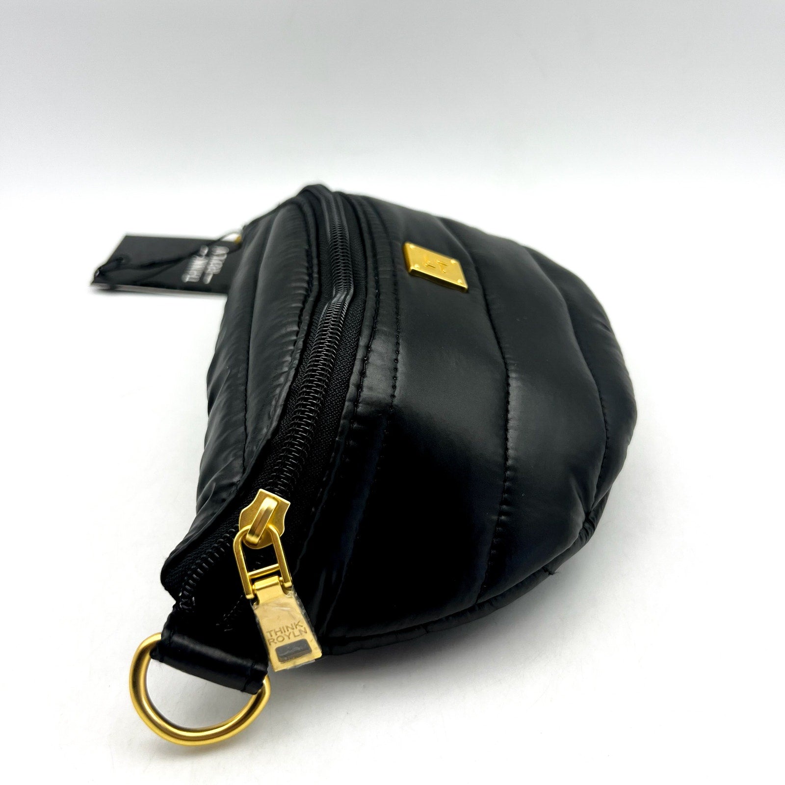 THINK ROYLN Women's Shining Star Crossbody Belt Bag Shiny Black NWT