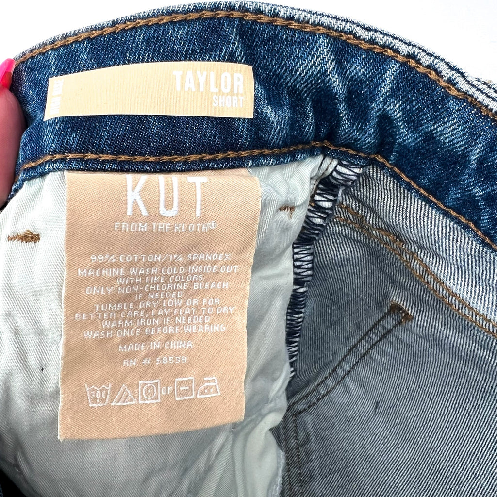 KUT FROM THE KLOTH Taylor Denim Shorts Size 2 Freedom Blue High Waist CutOff NWT