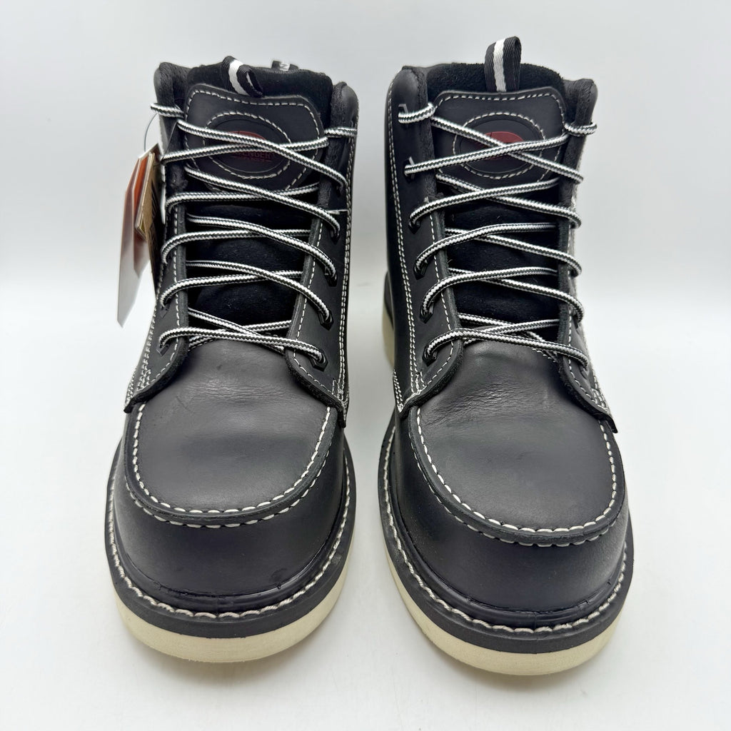 AVENGER Mens Wedge Moc Carbon Safety Toe Work Boots 7 Wide Black Leather WP NIB