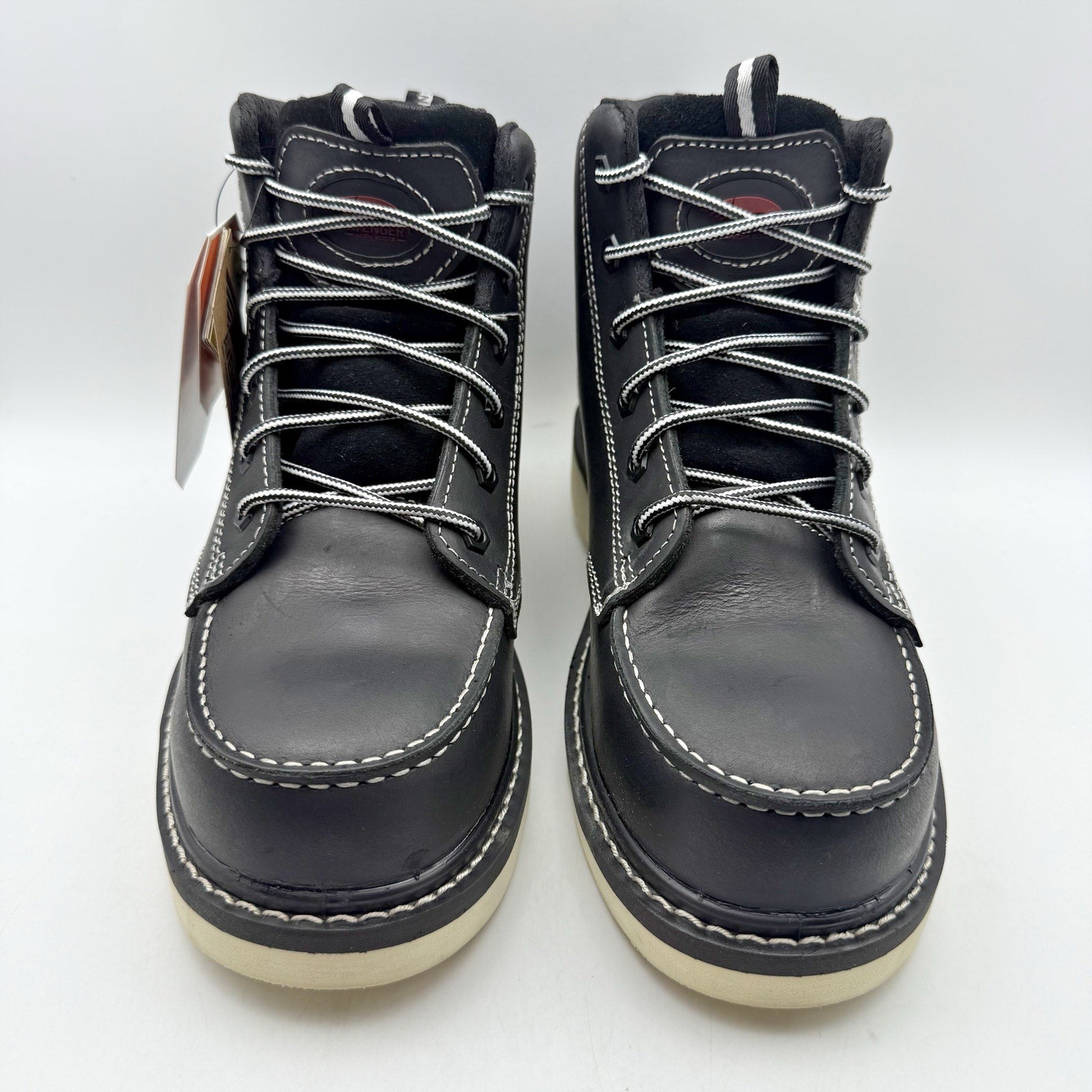 AVENGER Mens Wedge Moc Carbon Safety Toe Work Boots 7 Wide Black Leather WP NIB