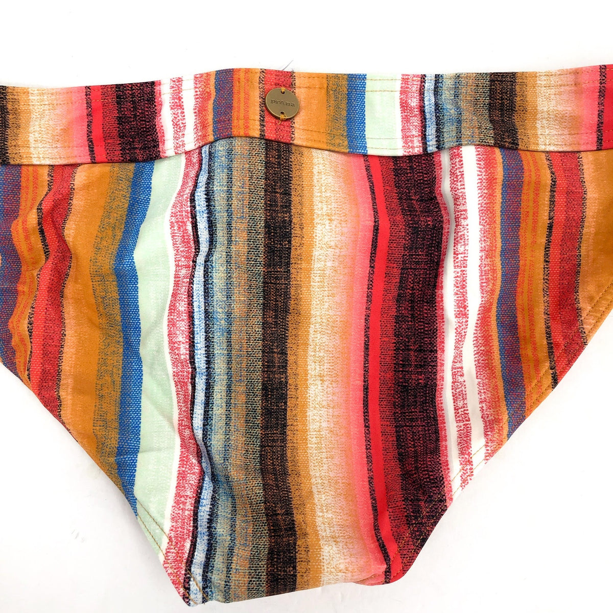 PRANA Women's Ramba Bikini Bottom Large Multi Baja Stripe Mid Rise Banded NWT
