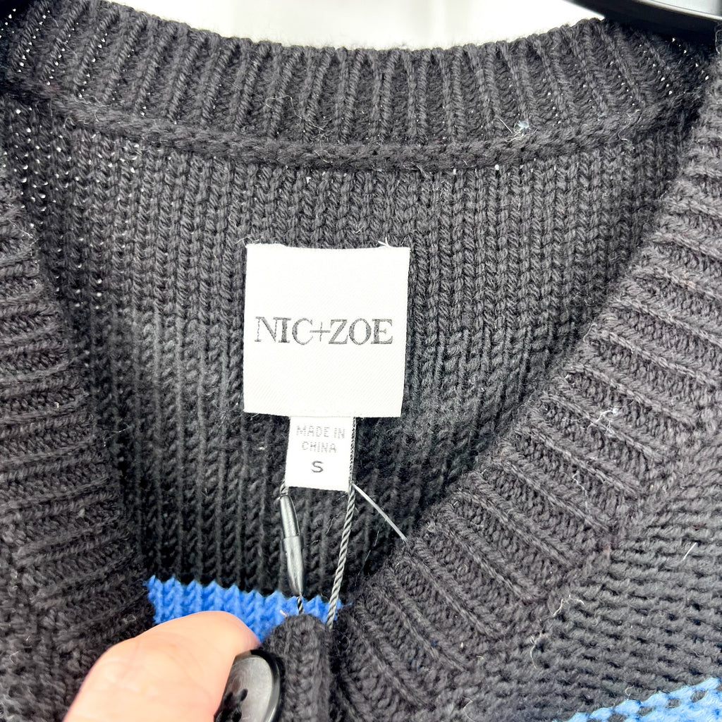NIC+ZOE Womens Mid-Day Mix Cardigan Sweater Small Blue Multi NWT
