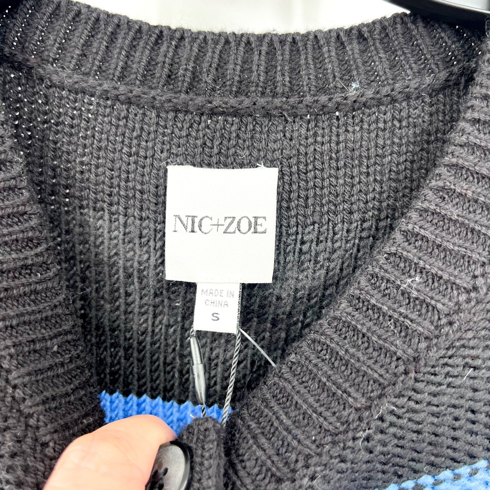 NIC+ZOE Womens Mid-Day Mix Cardigan Sweater Small Blue Multi NWT