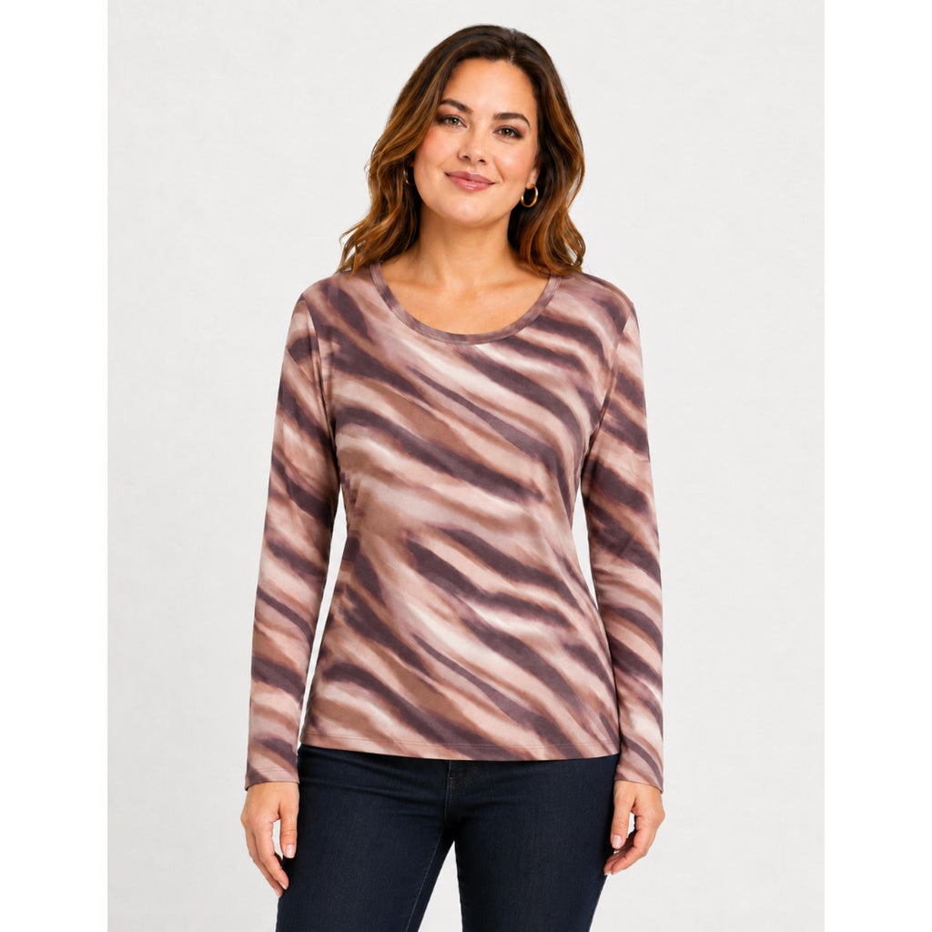 LES SEREIN - STITCHFIX Womens Print Blouse Small Purple Pink Long Sleeve NWT