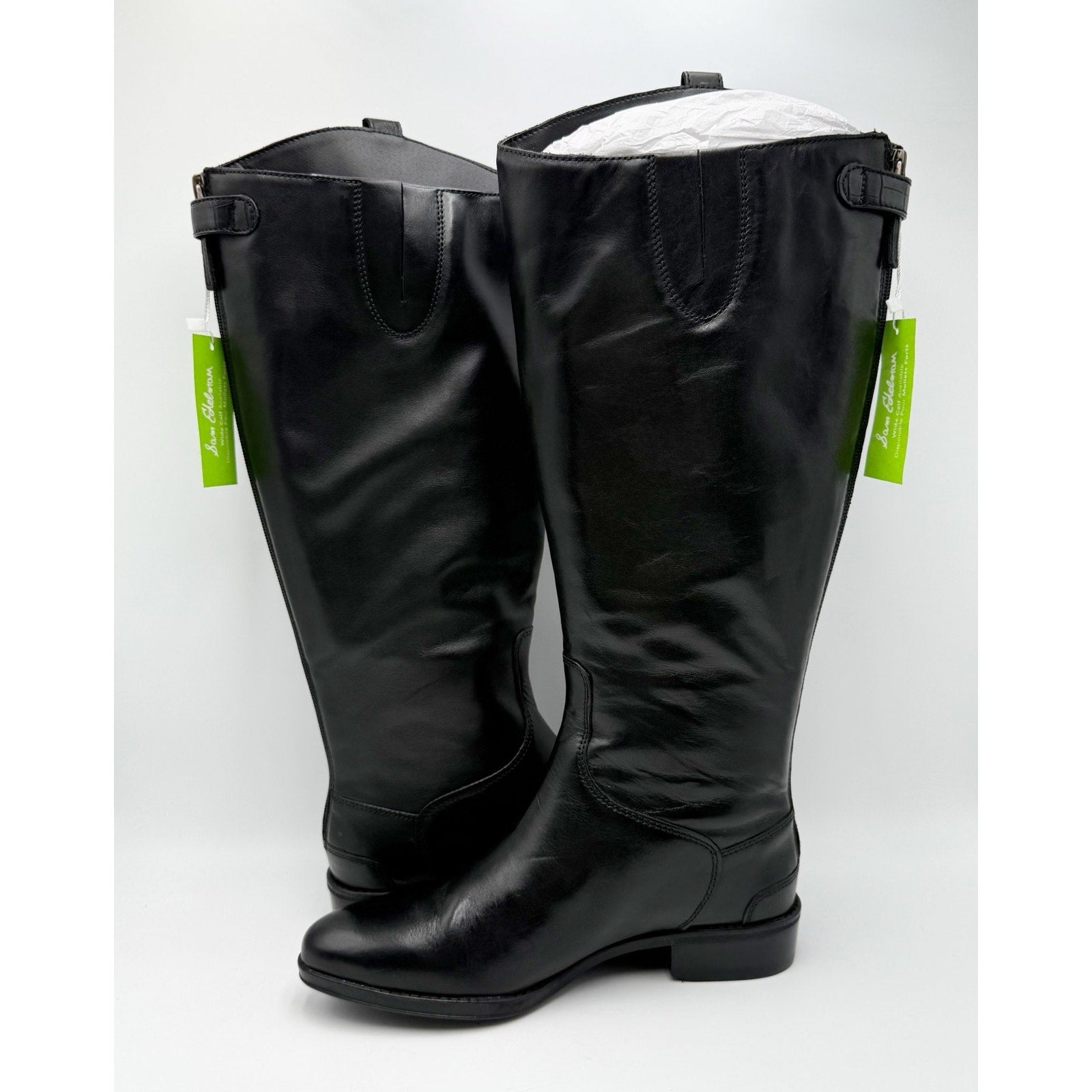 Sam Edelman Womens Penny Knee High Boots Size 8 M WIDE CALF Black Leather NWOB