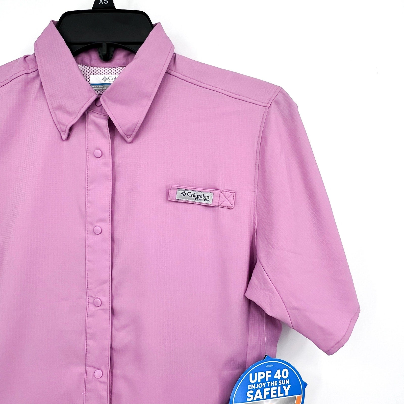 COLUMBIA Womens PFG Tamiami II Shirt XS Light Pink Short Sleeve NWT