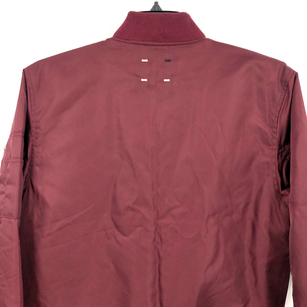 LABEL Unisex Go-To Bomber Jacket XS Red Burgundy Full Zip Oversized Fit NWT