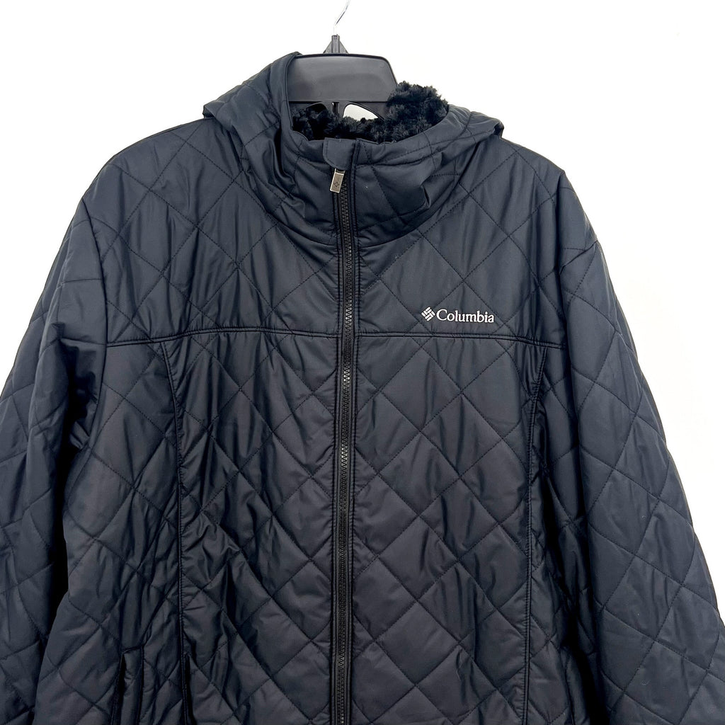 COLUMBIA Women's Copper Crest II Hooded Jacket 2X Black Omni Shield NWT